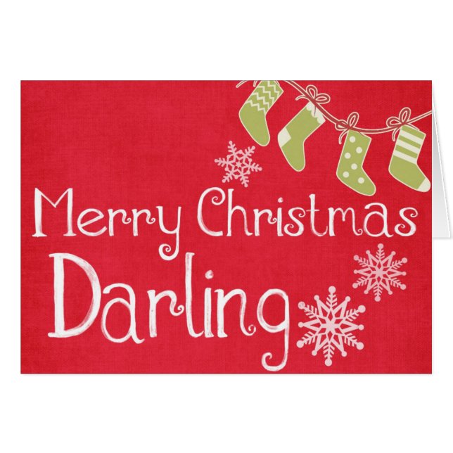 Cartão Desejando Meias Verdes Feliz Natal (Frente Horizontal)