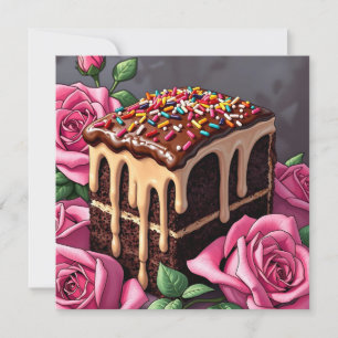Cartão Desejando um Aniversário Doce Bolo