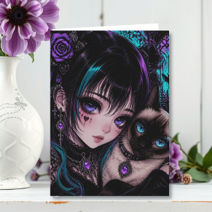 Cartão Desejando um Aniversário Incrível   Garota Anime &