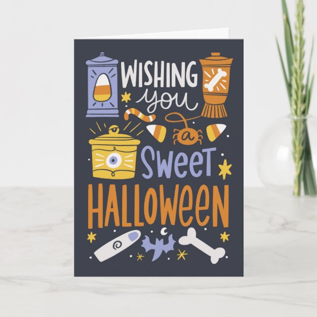 Cartão Desejando um Halloween doce (Frente)