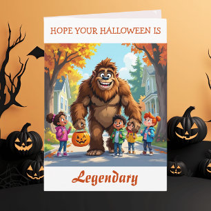 Cartão Desejando um Halloween lendário! Pé-grande