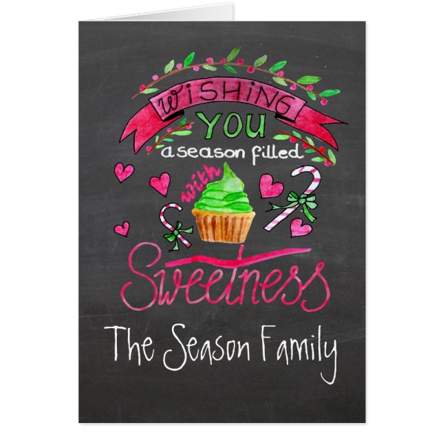Cartão Desejando uma temporada cheia de doçura (Frente)