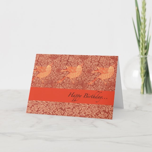 Cartão Deseje "Parabéns" com três aves cantando (Frente)