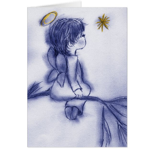 Cartão desejo azul do anjo do matiz (Frente)