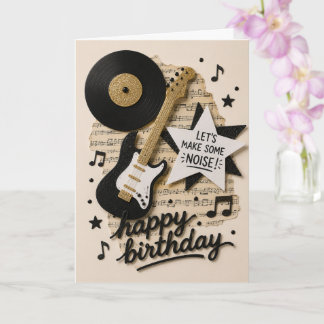Cartão Desejo de Aniversário Divertido com Tema Musical p