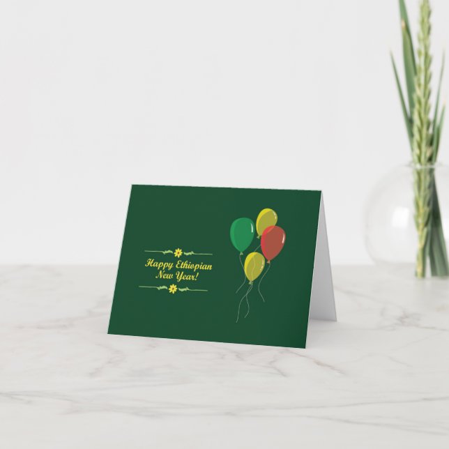 Cartão Desejo de Ano Novo Etíope (Frente)