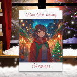 Cartão Desejo-Te Ani-Impressionante Anime De Natal<br><div class="desc">Menina de anime bonito num cartão de Natal de inverno.</div>