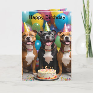 Cartão Desejo-Te Um Feliz Aniversário Do Staffy, Bday Car
