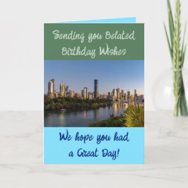 Cartão Desejos de aniversário atrasados adicionam azul de