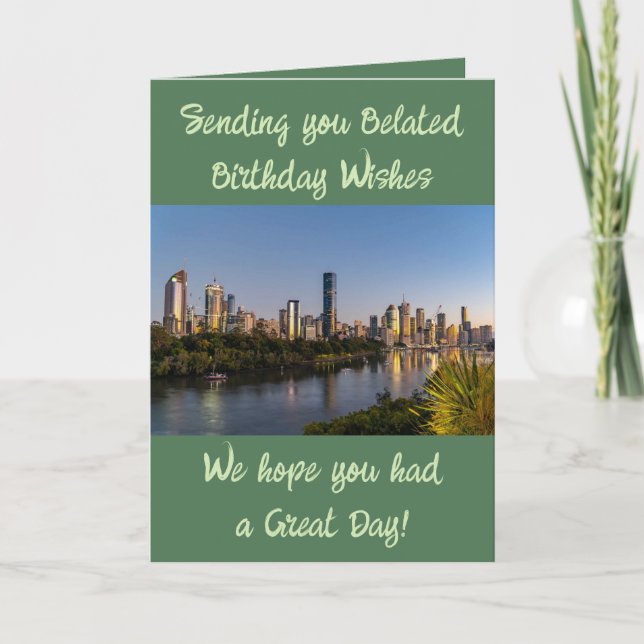Cartão Desejos de aniversário atrasados adicionam foto ve (Frente)