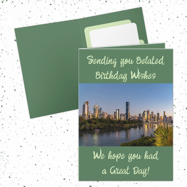 Cartão Desejos de aniversário atrasados adicionam foto ve (Criador carregado)