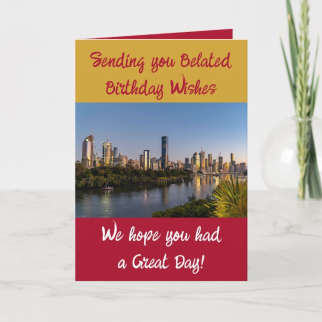 Cartão Desejos de aniversário atrasados adicionam ouro fo (Frente)