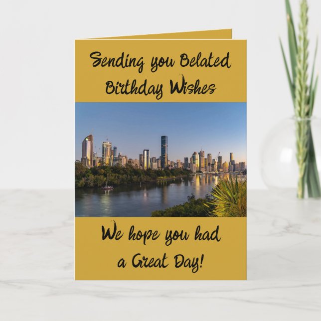 Cartão Desejos de aniversário atrasados adicionam ouro fo (Frente)