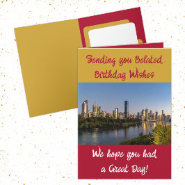 Cartão Desejos de aniversário atrasados adicionam ouro fo