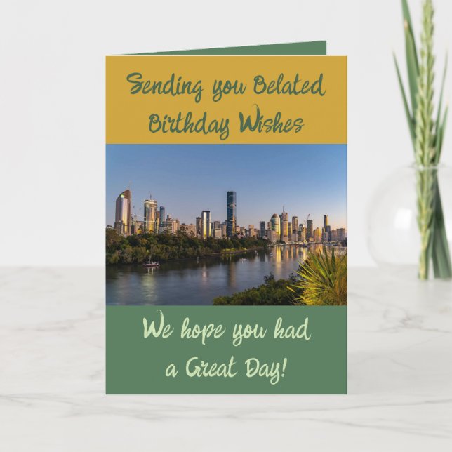 Cartão Desejos de aniversário atrasados adicionam ouro ve (Frente)