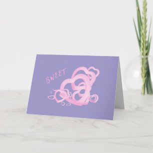 Cartão Desejos de aniversário cor-de-rosa Sweet Hearts sa