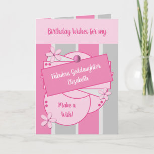 Cartão Desejos de aniversário da fabulosa afilhada rosa