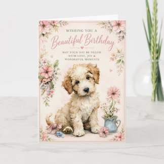 Cartão Desejos de Aniversário de Cachorrinho Fofo