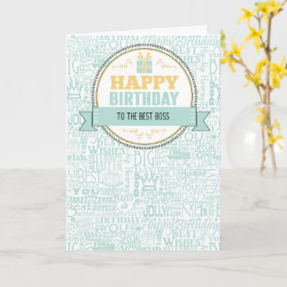 Cartão Desejos de Aniversário do Chefe em Verde-Mint e Am