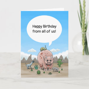 Cartão Desejos de aniversário dos dinossauros fantasia