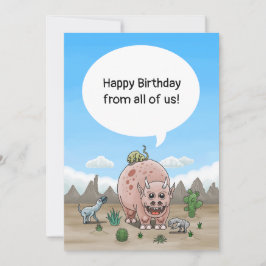 Cartão Desejos de aniversário dos dinossauros fantasia
