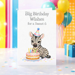 Cartão Desejos de Aniversário para Menina de 6 Anos / Car