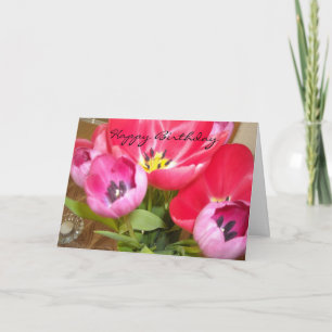 Cartão Desejos de Aniversário Tulipa Brilhante