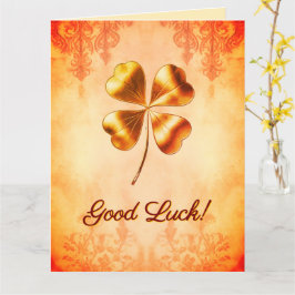 Cartão Desejos de Boa Sorte em Laranja Dourado Vintage