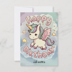 Cartão Desejos de Crianças Unicorn Aniversário
