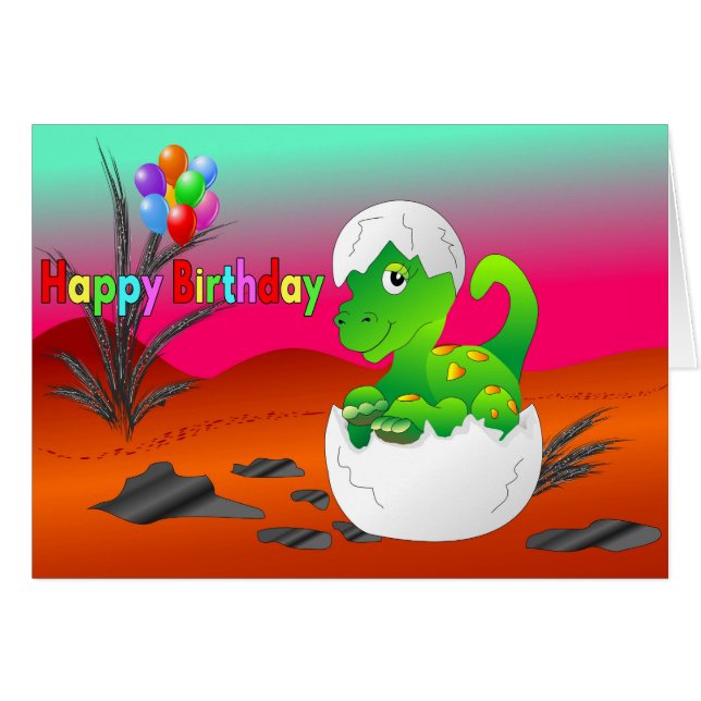 Cartão Desejos de Dino do bebê (Frente Horizontal)