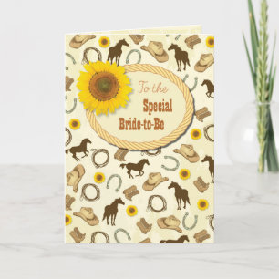 Cartão Desejos de Felicitações para Chá de Noiva Western 