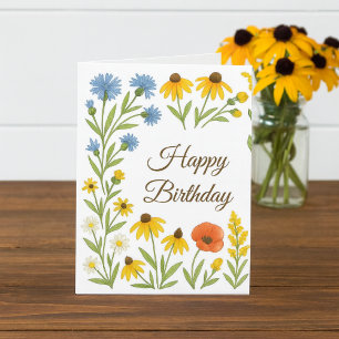 Cartão Desejos de Feliz Aniversário para as Flores de Ver