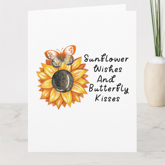 Cartão Desejos de Girassol e Beijos de Borboleta, Girasso (Frente)