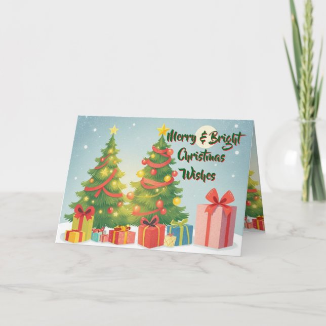 Cartão Desejos de Natal Alegres e Brilhantes (Frente)