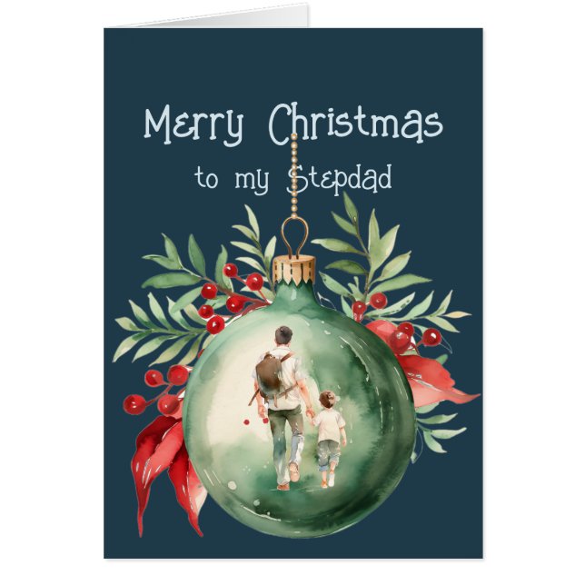 Cartão Desejos de Natal e Amor para Stepdad (Frente)