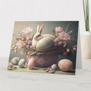 Cartão Desejos de Páscoa Feliz ilustração em pastel Cartã