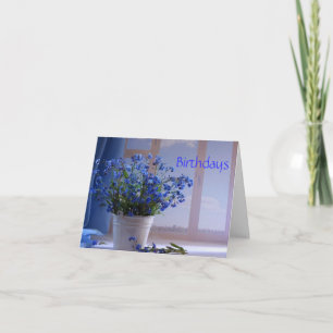 Cartão Desejos do aniversário no azul