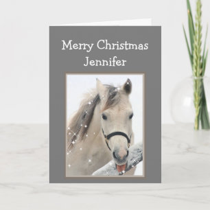 Cartão Desejos Mágicos de Natal Nome Personalizado Cavalo