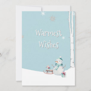 Cartão Desejos Mais Quentes Snowman Sled Gifs Personaliza