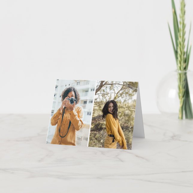 Cartão Desenhe Seu Próprio Colagem de 2 Fotos (Frente)