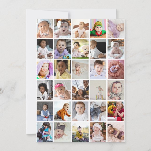 Cartão Desenhe Seu Próprio Colagem de 30 Fotos (Frente)