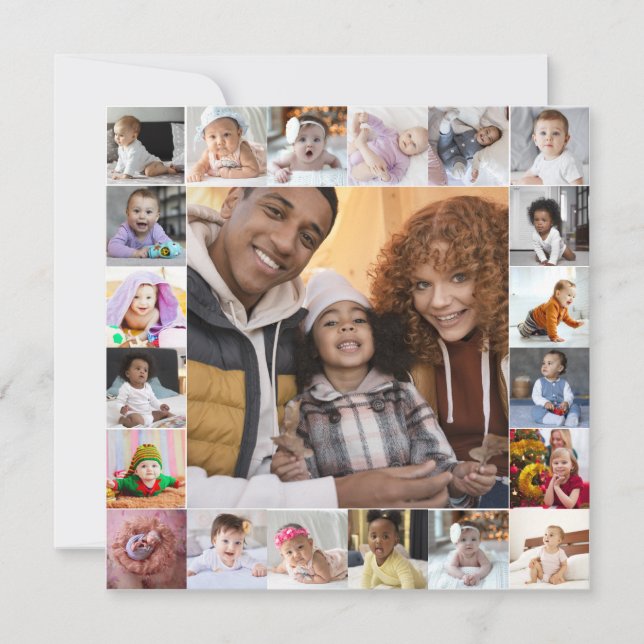 Cartão Desenhe Seu Próprio Colagem de Fotos 21 (Frente)