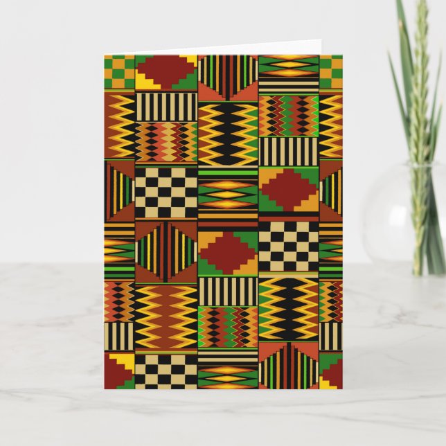 Cartão Desenho Africano de Tecido Kente Real (Frente)