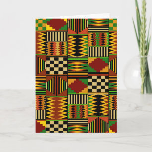 Cartão Desenho Africano de Tecido Kente Real