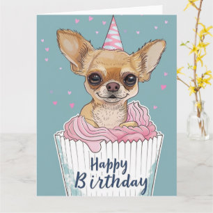 Cartão Desenho Animado Chihuahua Cupcake Patas