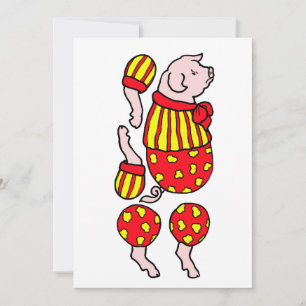 Cartão desenho animado circo porco papel animal boneca co
