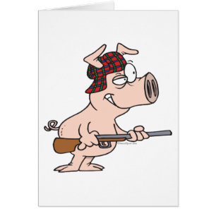 Cartão desenho animado de caça a suínos