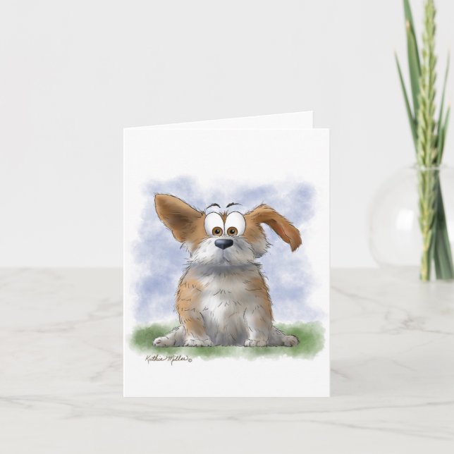 Cartão Desenho Animado de Corgi Fofo (Frente)