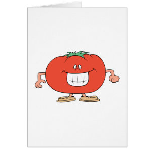 Cartão desenho animado de tomate bobo feliz