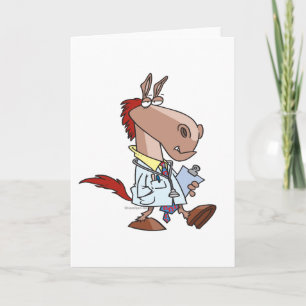 Cartão desenho animado do médico equino
